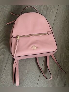 Coach Blush Pink Pebbled Leather Backpack with Gold Hardware